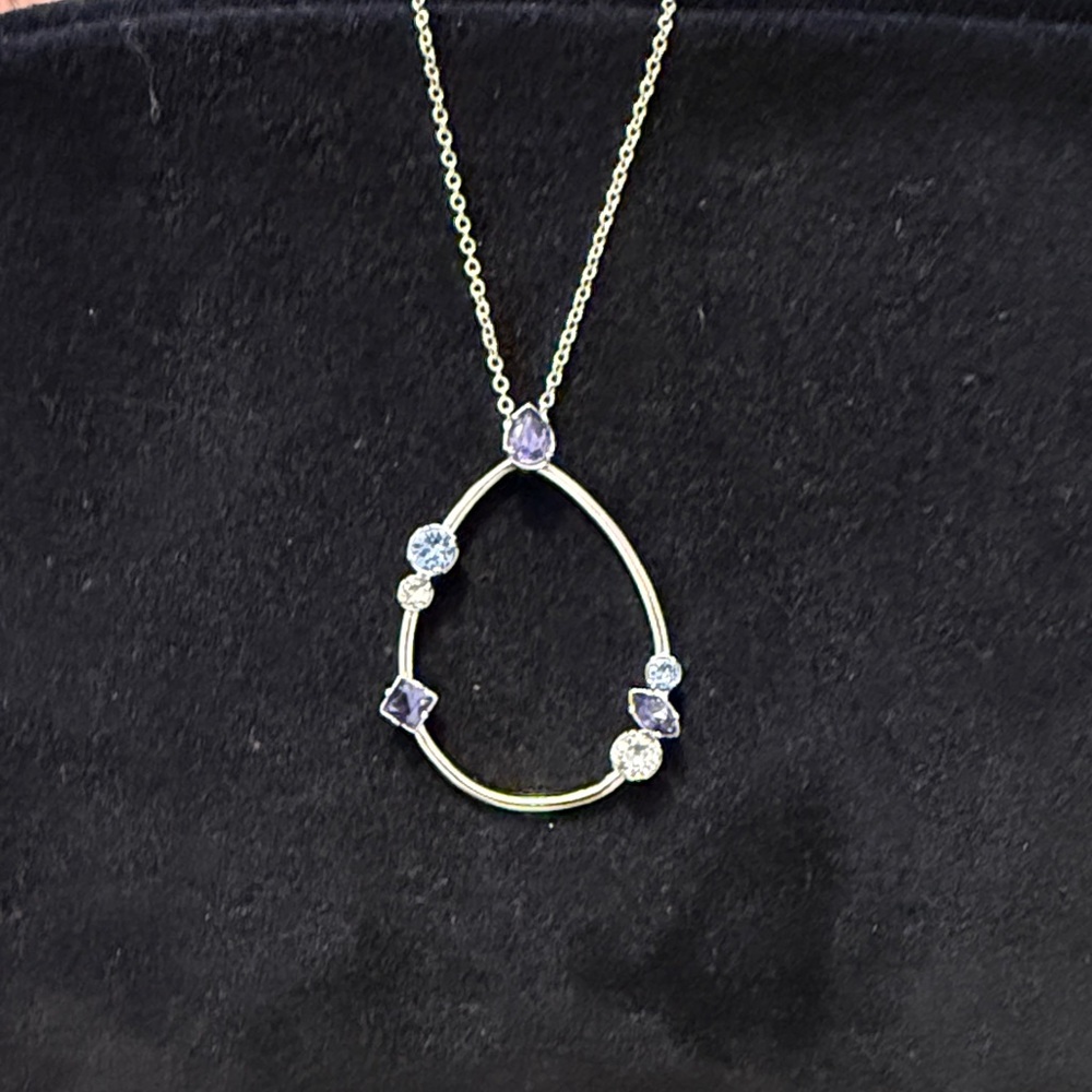 Broadway Elegant Silver and Purple Pendant Necklace